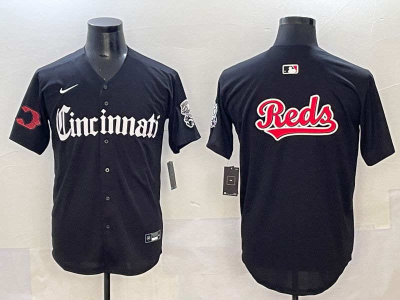 Men 2025 Cincinnati Reds Blank Black Five generations Joint Name Nike MLB Jersey style 7
